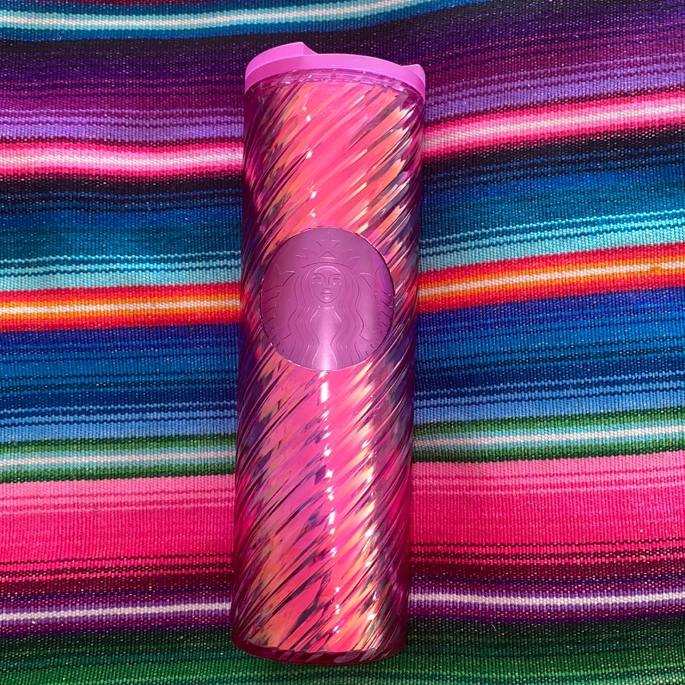 Starbucks 2022 Disco Iridescent Metallic Pink Purple Twisted Hot Tumbler